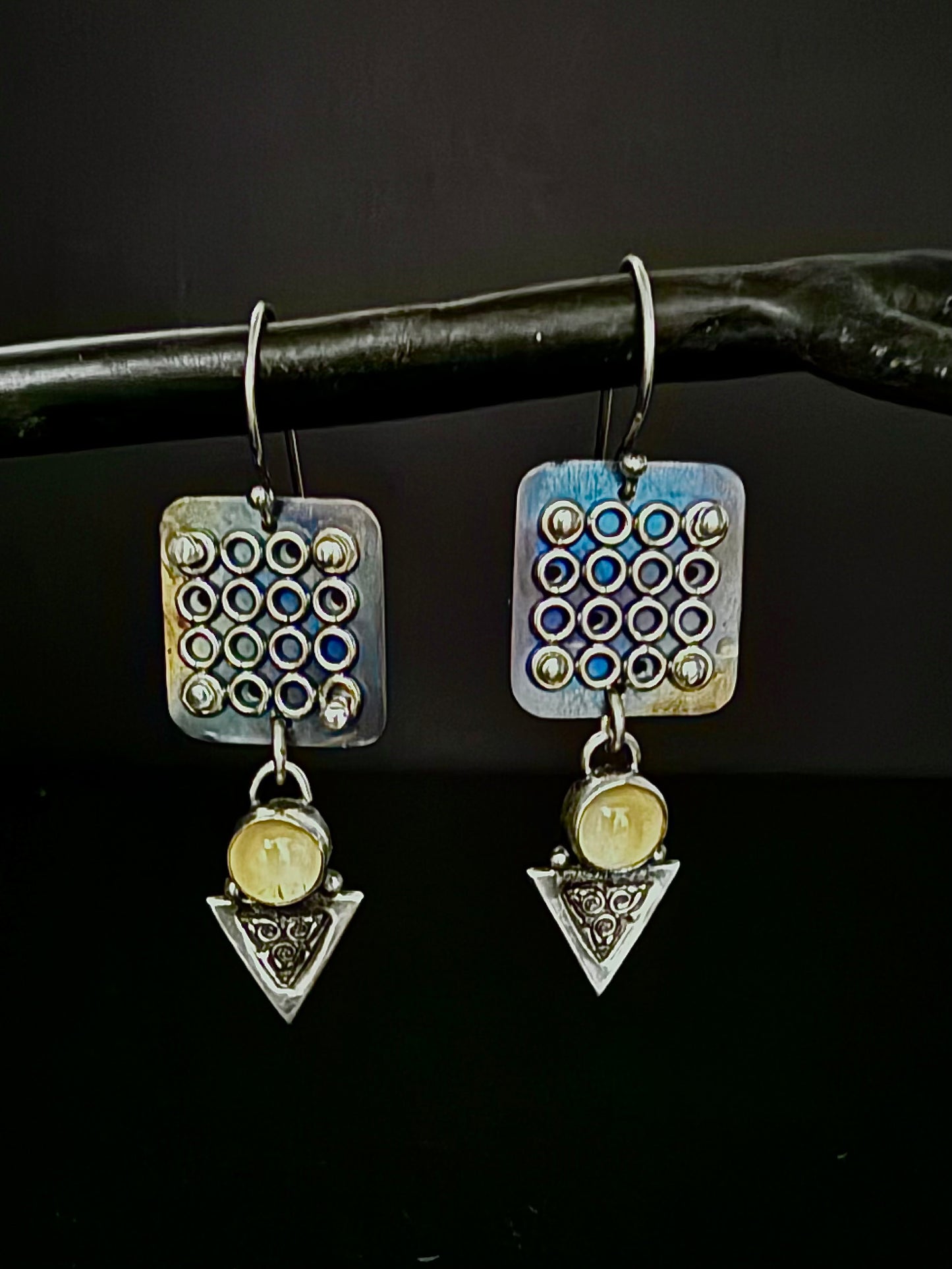 Blue Jeans and Citrine Sterling Earrings