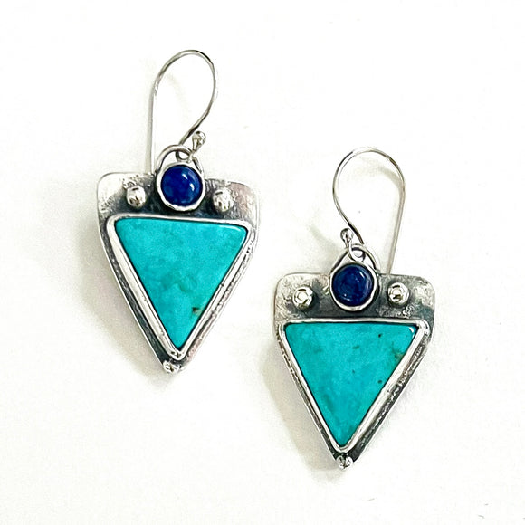 Triangle Turquoise & Lapis Earrings