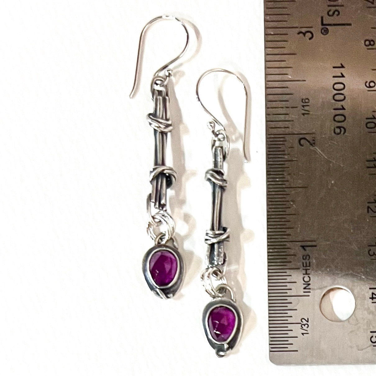 Sterling & Rhodinite Garnet Earrings