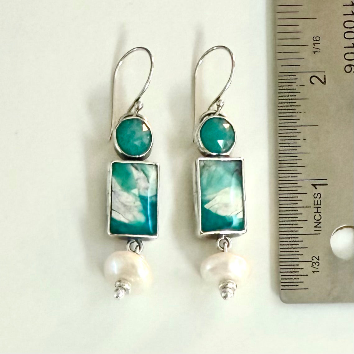 Wings - Opalized Wood & Pearl Earrings