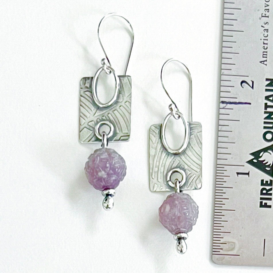 Sterling & Carved Amethyst Earrings