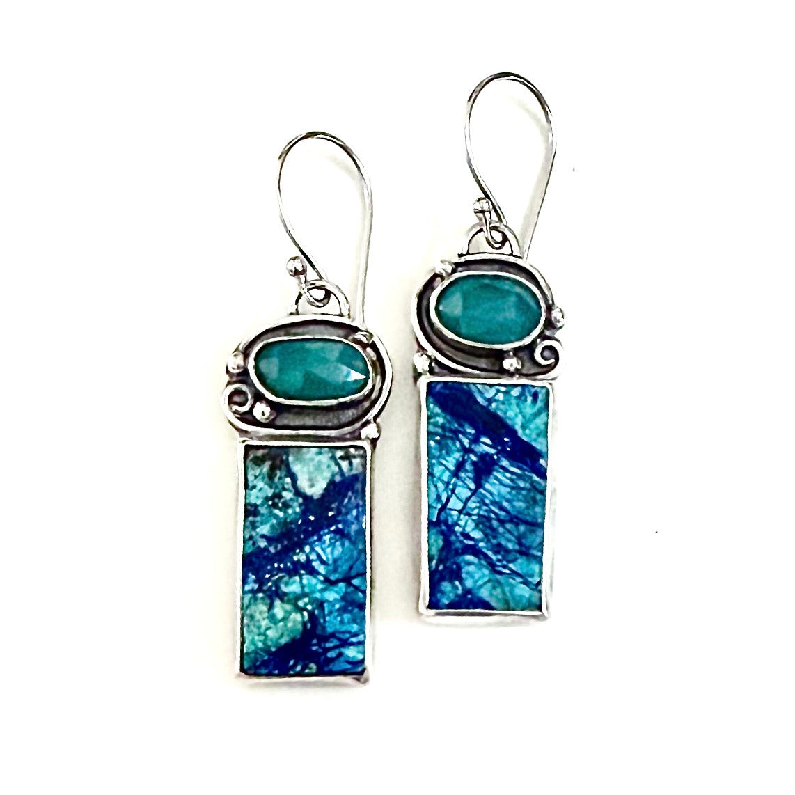 Azurite Malachite Sterling Earrings