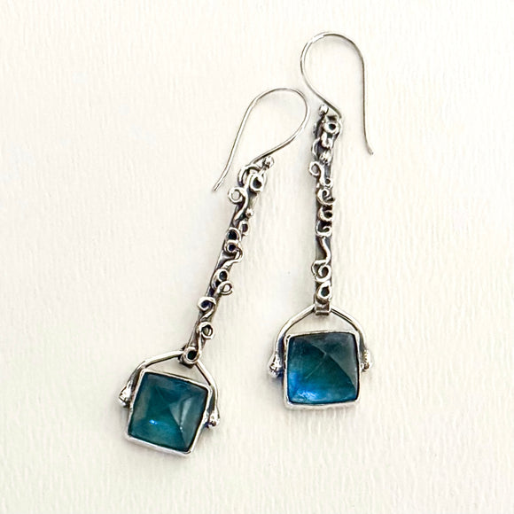 Aquamarine Chunky Dangle Earrings