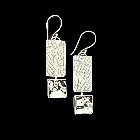 Square White Buffalo Wing Earrings