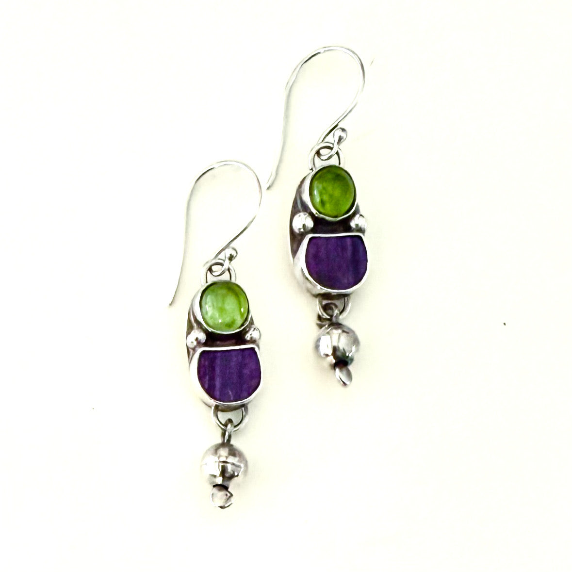 Sugilite and Peridot Earrings