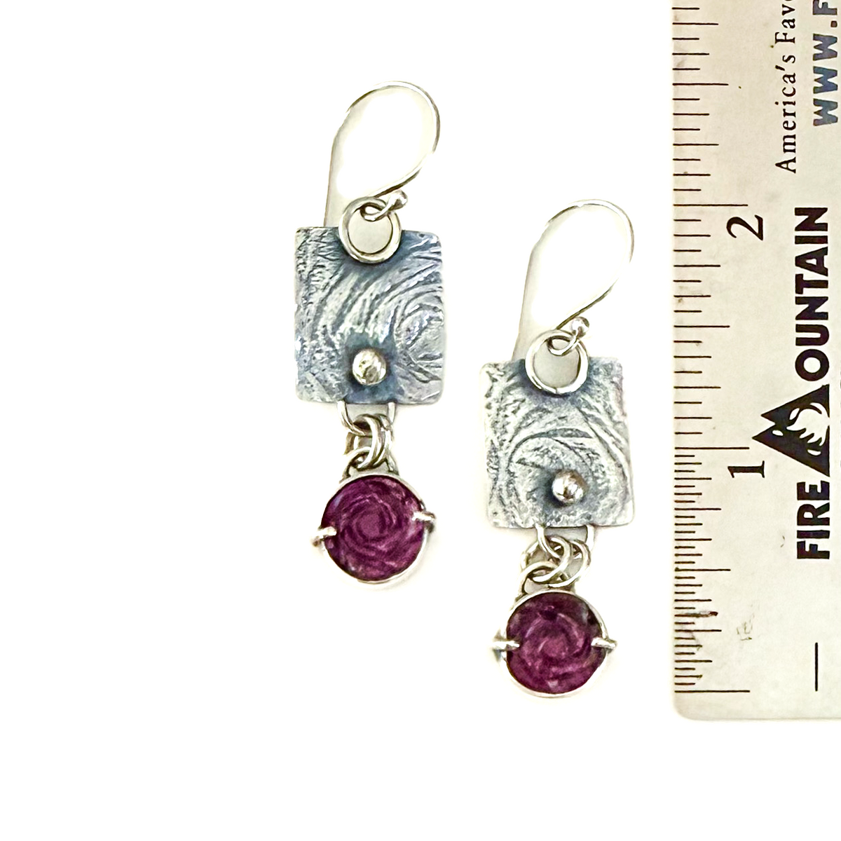 Ruby Roses & Sterling Earrings