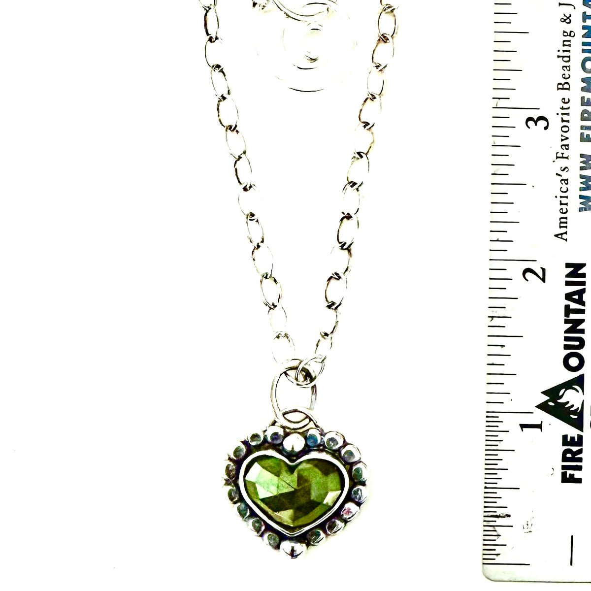 Sterling Silver Green Heart Necklace