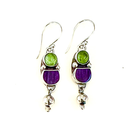Sugilite and Peridot Earrings