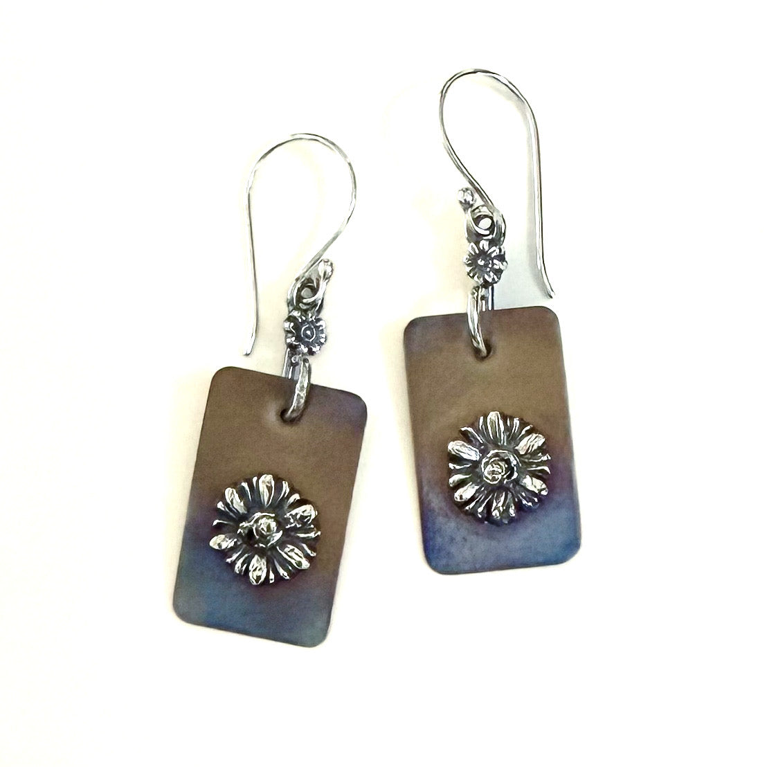 Sterling Flowers & Titanium Earrings