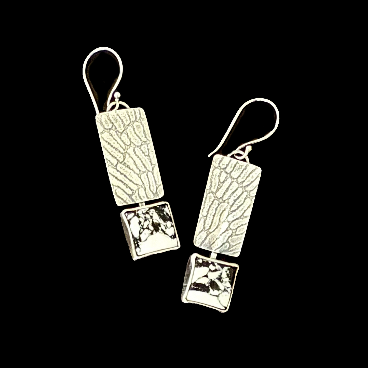 Square White Buffalo Wing Earrings