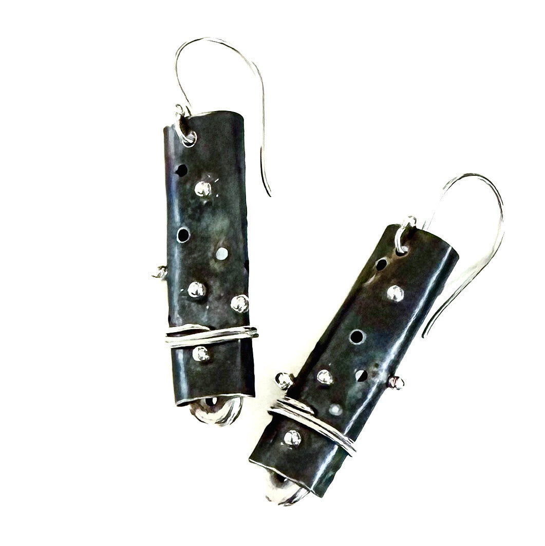 Black Titanium and Sterling Earrings