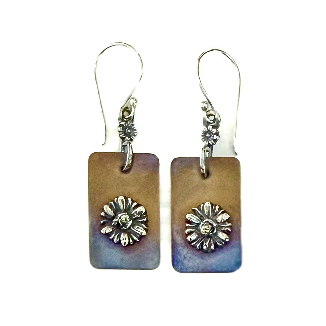 Sterling Flowers & Titanium Earrings