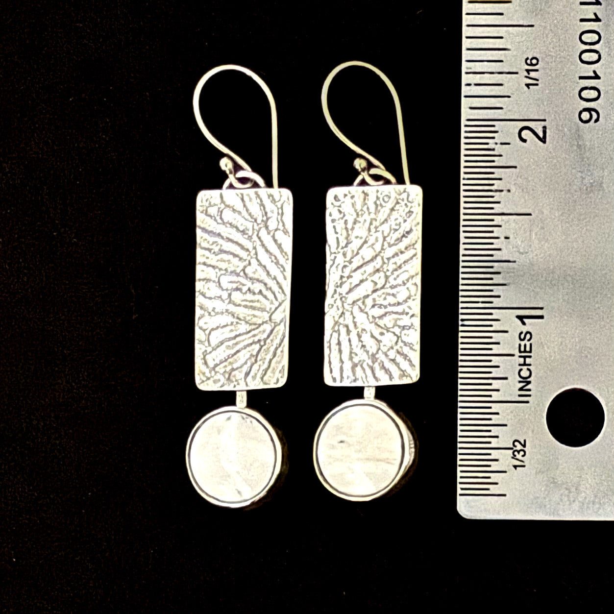 White Buffalo Round Earrings