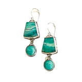 Blue Opalized Wood Earrings