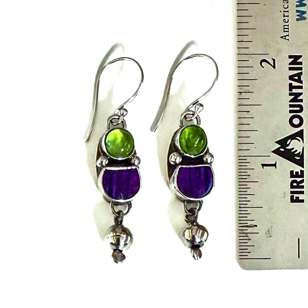 Sugilite and Peridot Earrings
