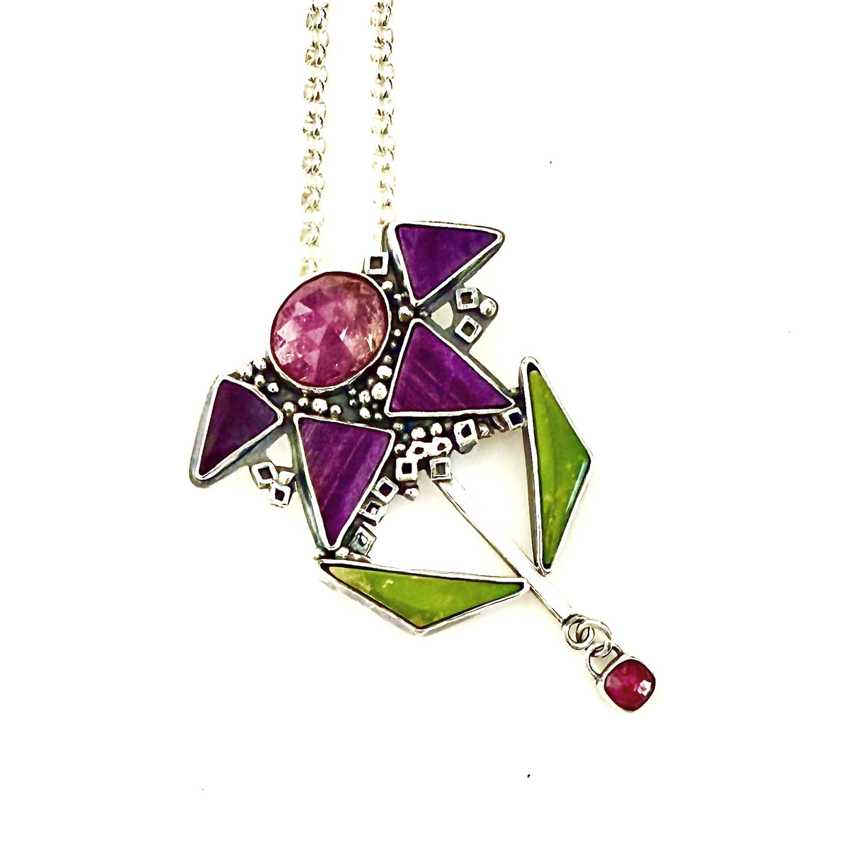 Mod Sugilite Flower Necklace