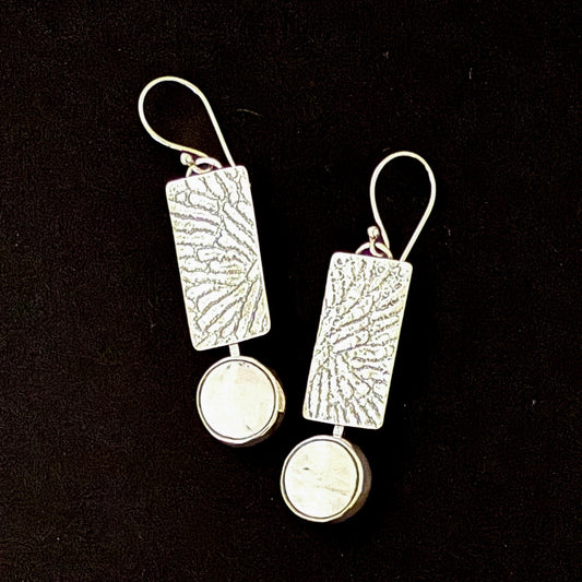 White Buffalo Round Earrings