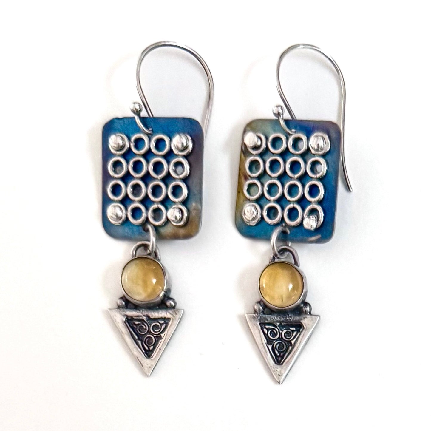 Blue Jeans and Citrine Sterling Earrings
