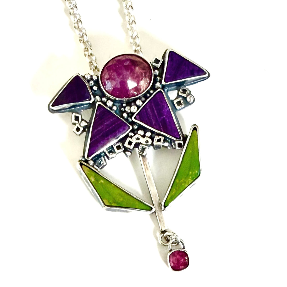 Sugilite and Peridot Earrings