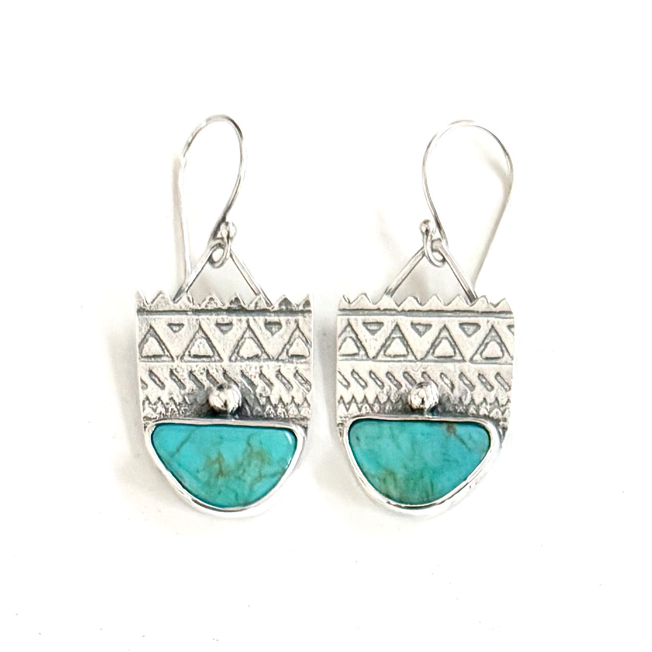 Turquoise Zig Zag & Sterling Earrings