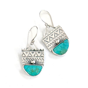 Turquoise Zig Zag & Sterling Earrings