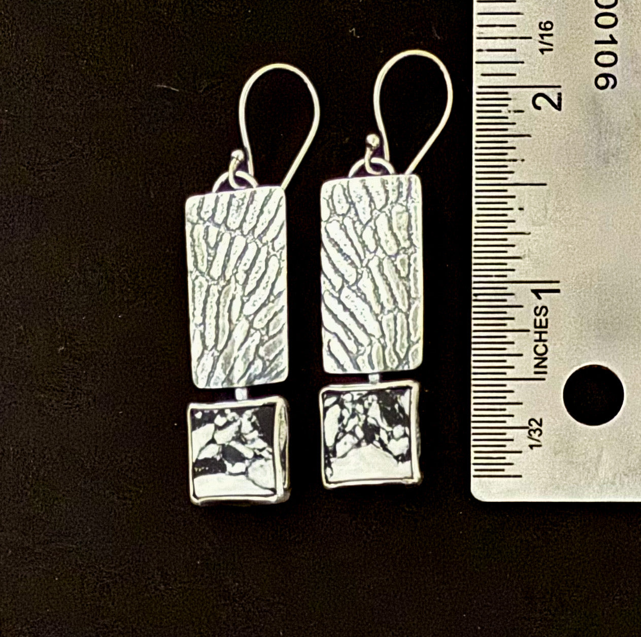 Square White Buffalo Wing Earrings