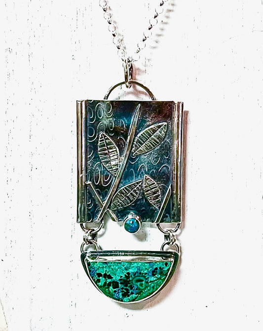 Azurite - Malachite Leaf Necklace