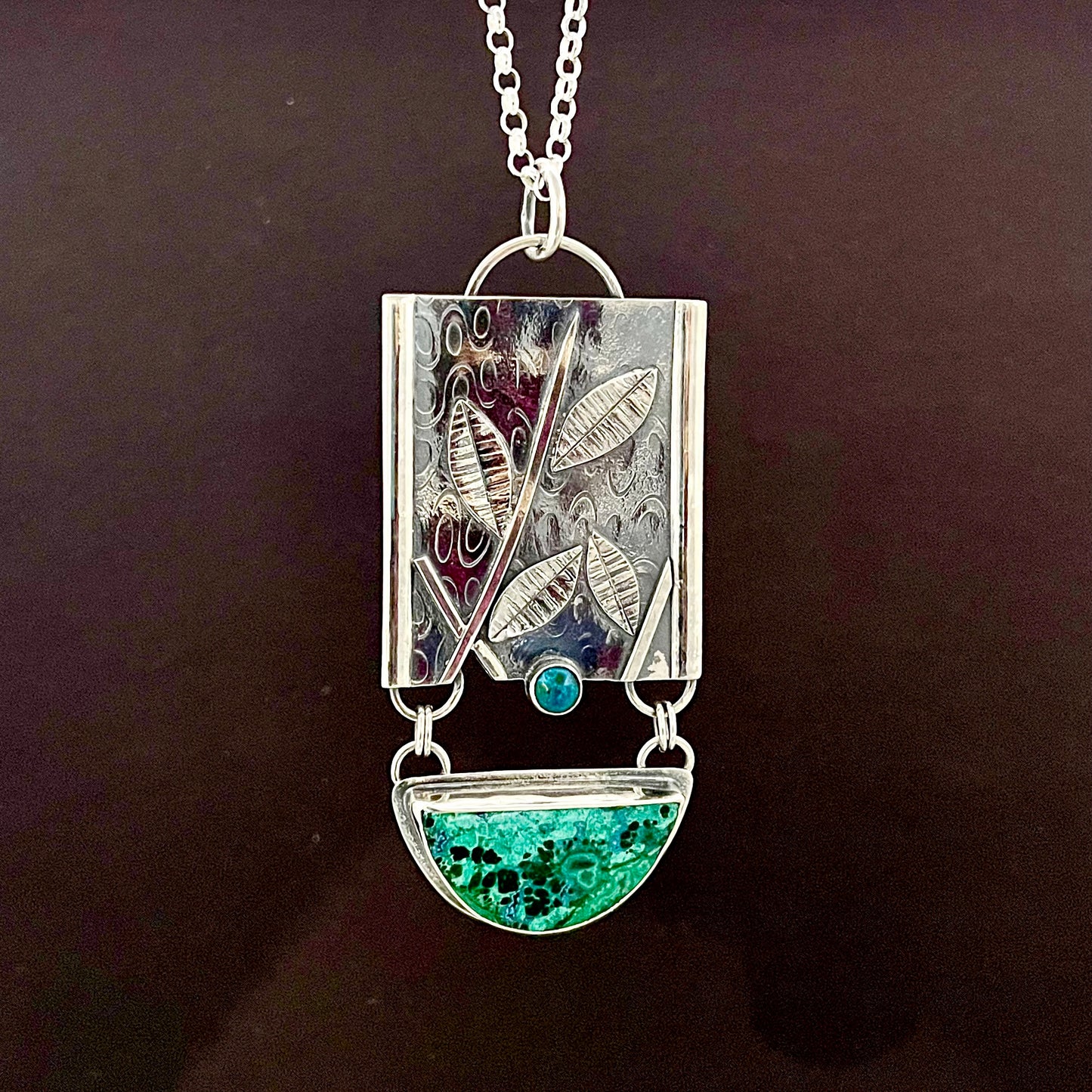 Azurite - Malachite Leaf Necklace