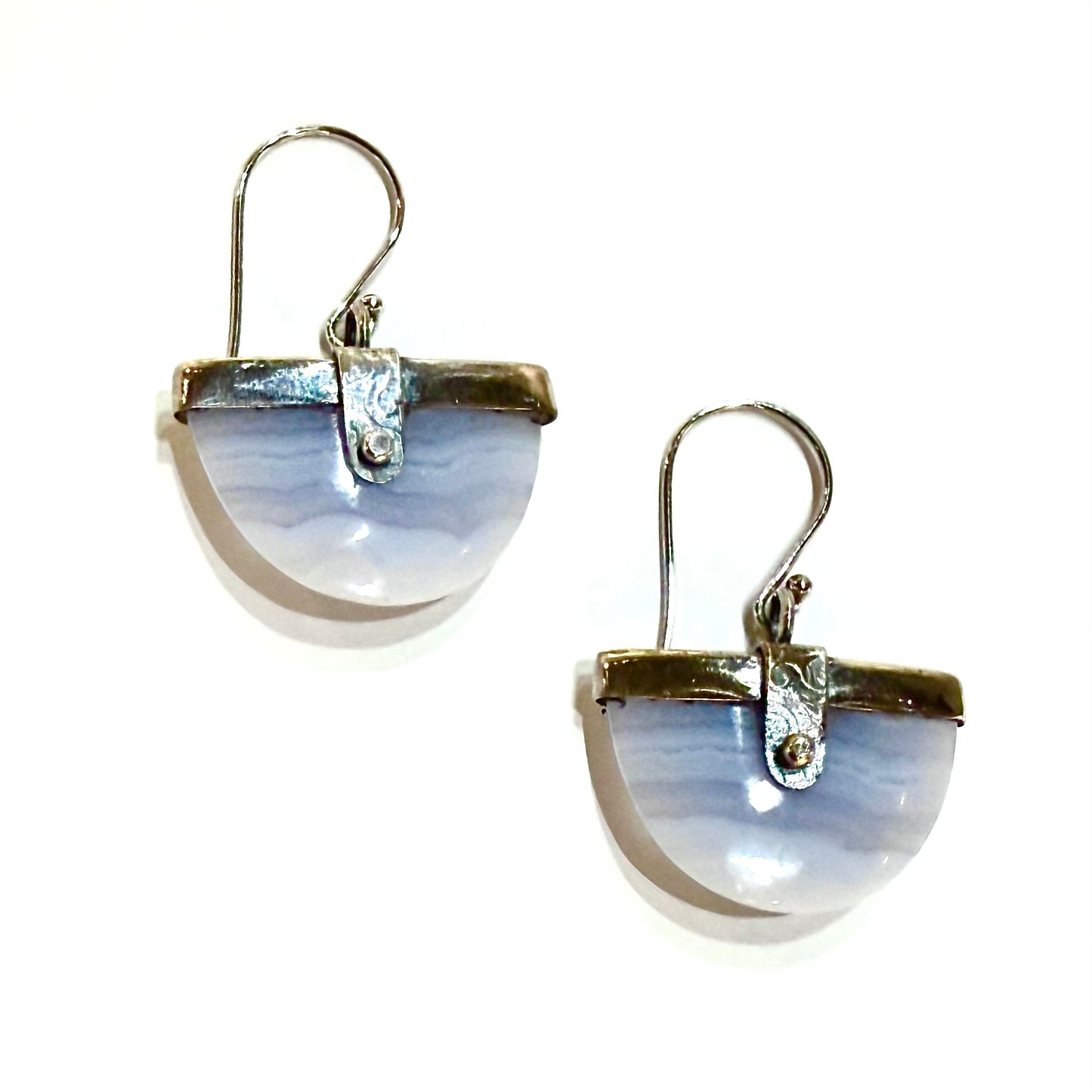 Blue Lace Agate & Sterling Earrings