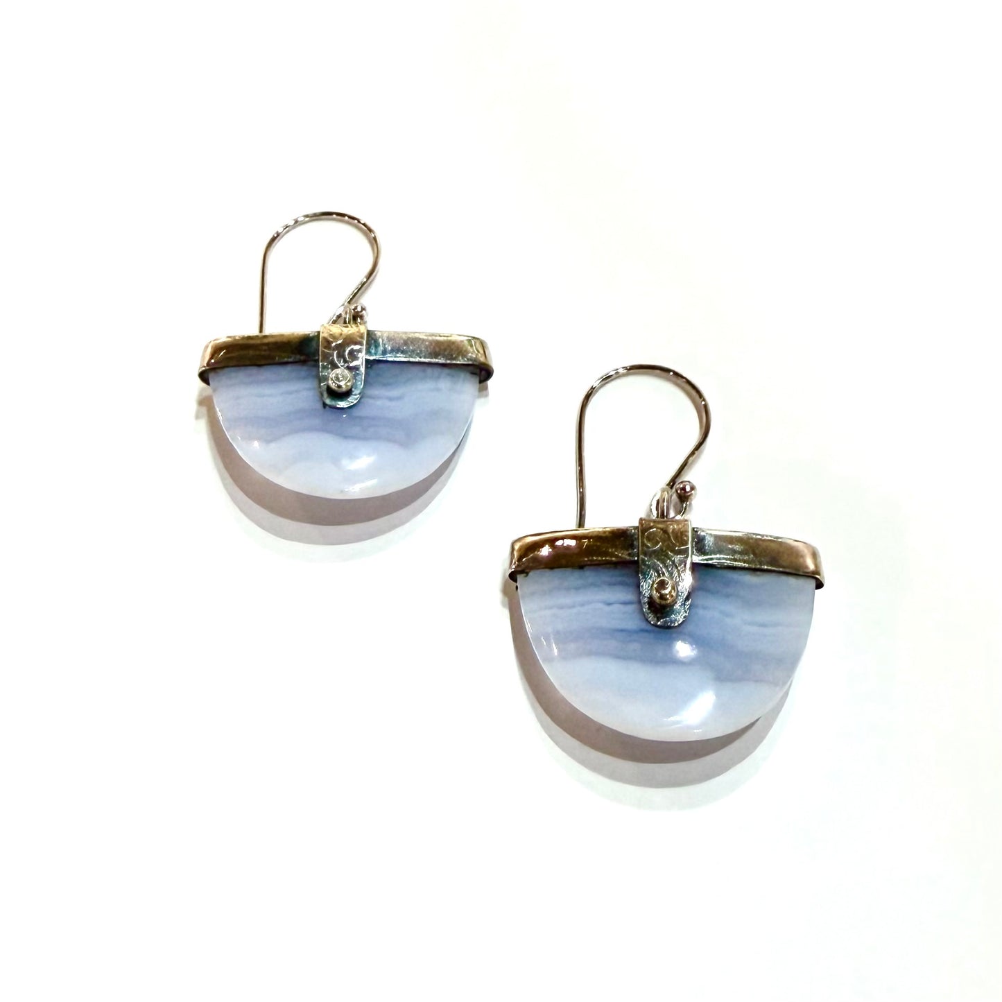 Blue Lace Agate & Sterling Earrings