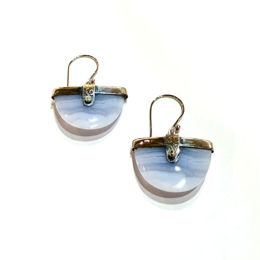 Blue Lace Agate & Sterling Earrings