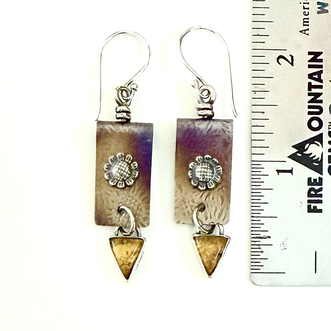 Sunflower & Amber Earrings
