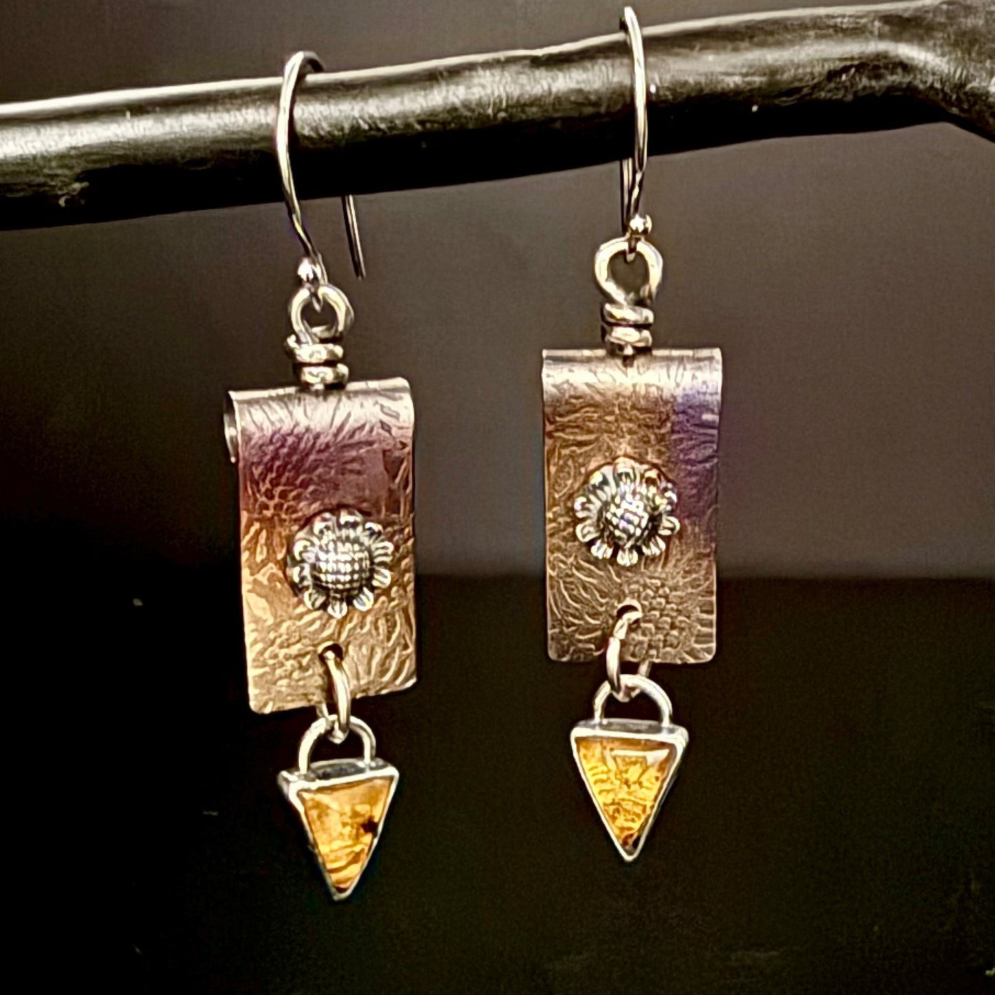 Sunflower & Amber Earrings