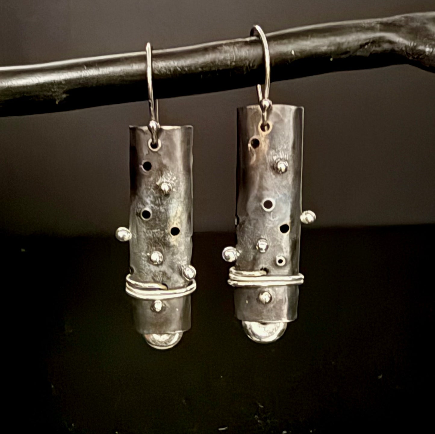 Black Titanium and Sterling Earrings