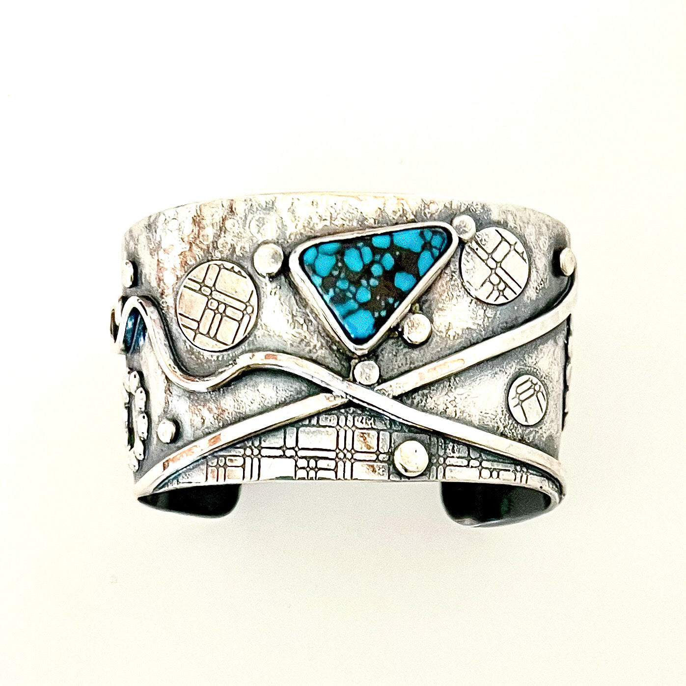 Blue Dot Sterling Cuff Bracelet