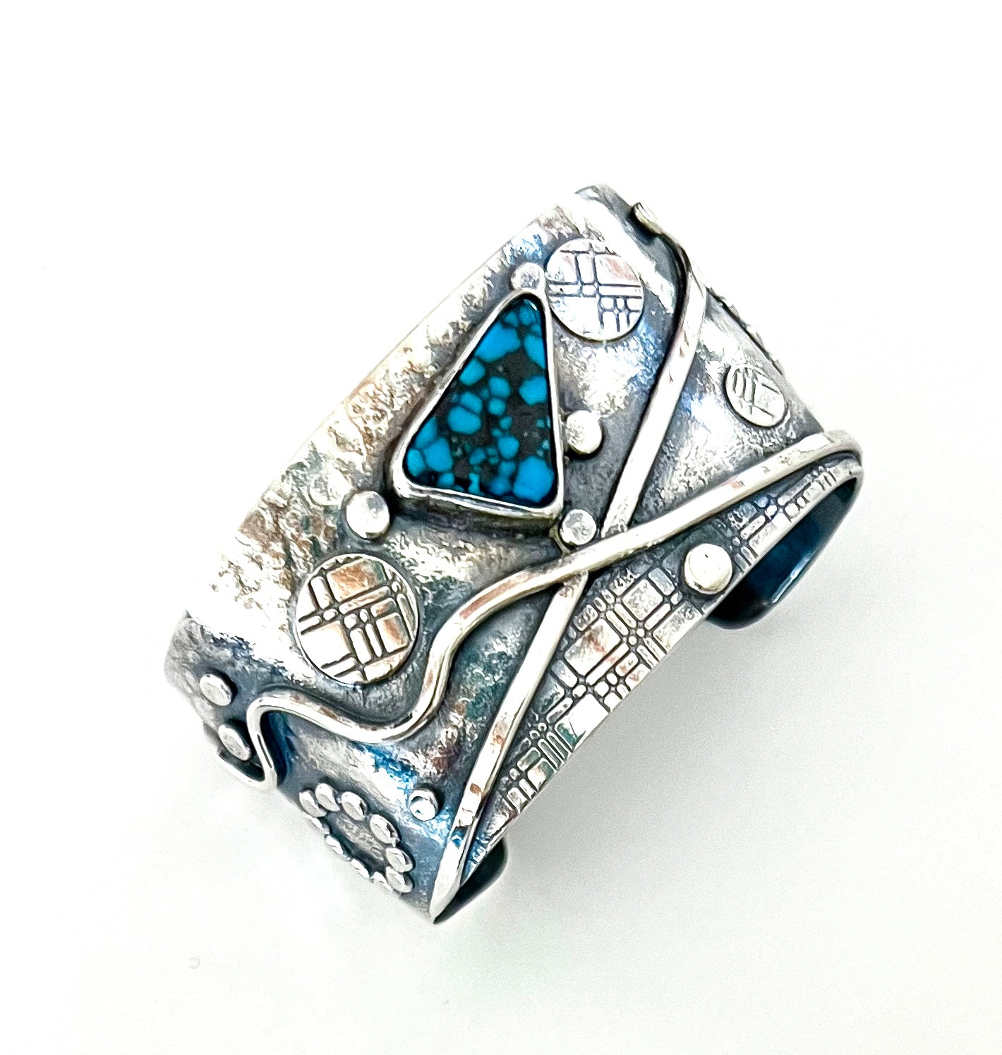 Blue Dot Sterling Cuff Bracelet