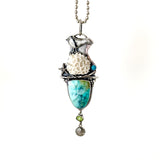 Blue Opalized Wood Earrings