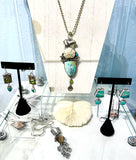 Blue Opalized Wood Earrings