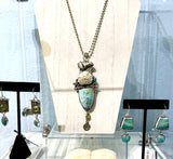 Blue Opalized Wood Earrings