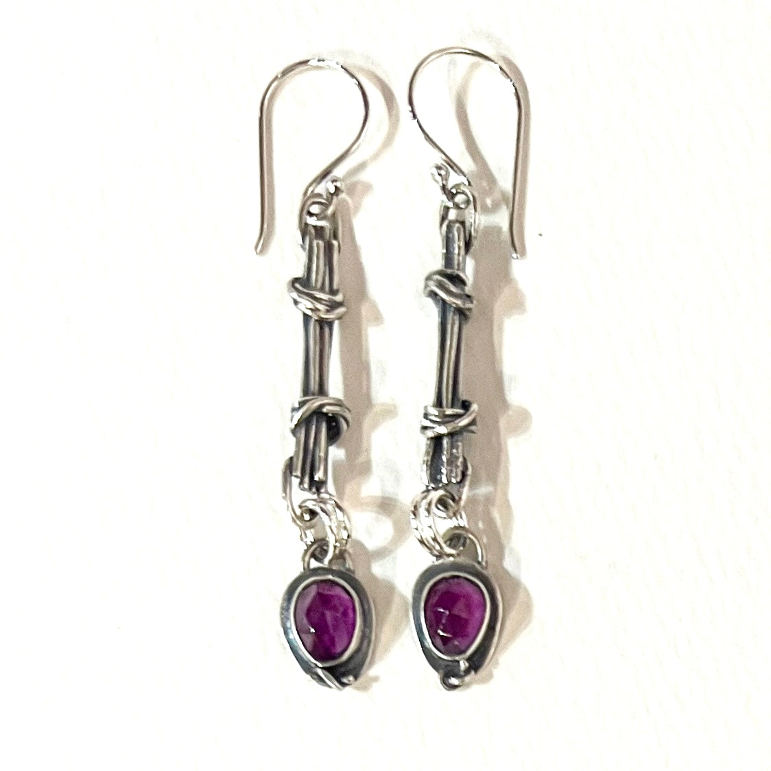 Sterling & Rhodinite Garnet Earrings