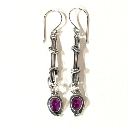 Sterling & Rhodinite Garnet Earrings