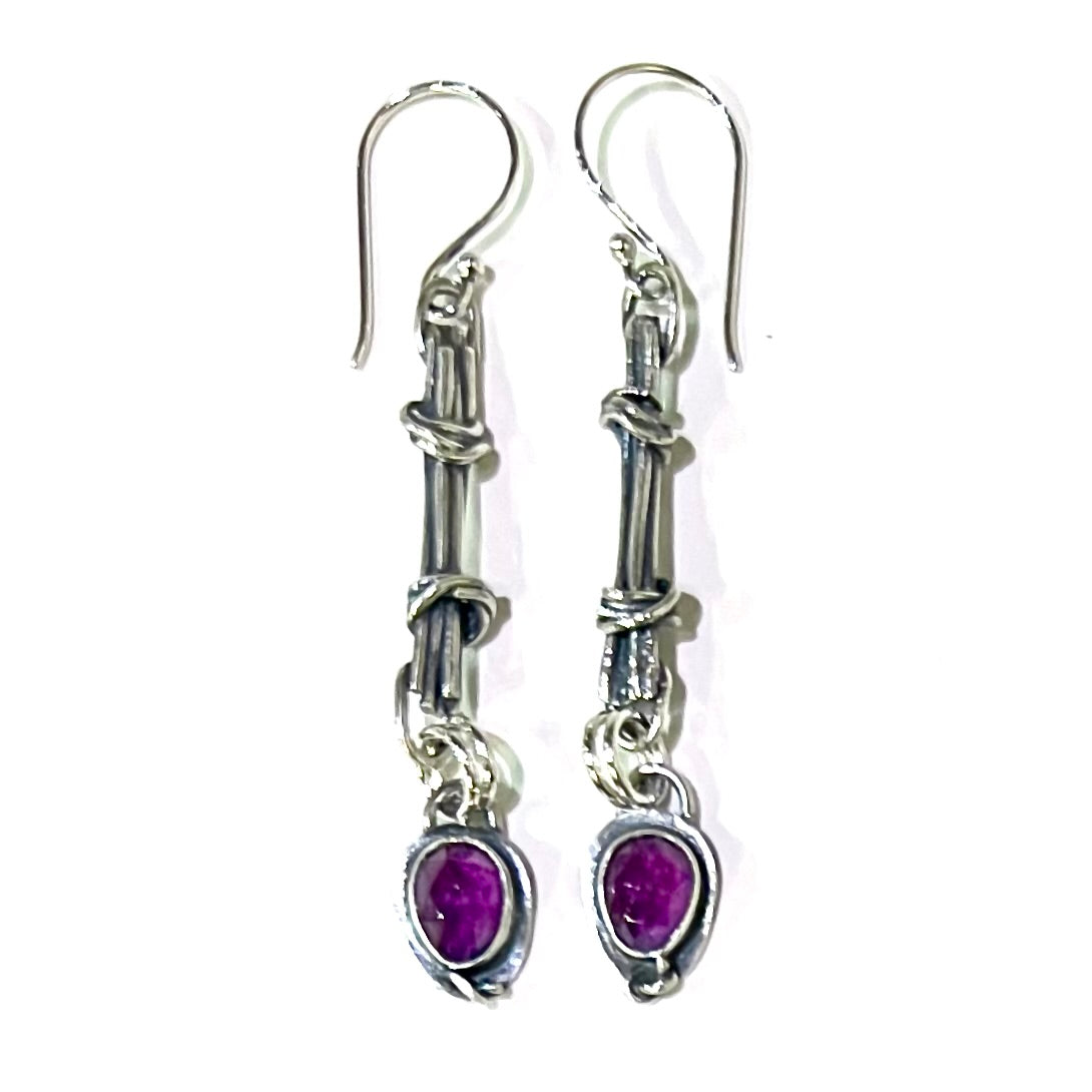 Sterling & Rhodinite Garnet Earrings