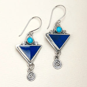 Ancient Lapis Triangle Earrings