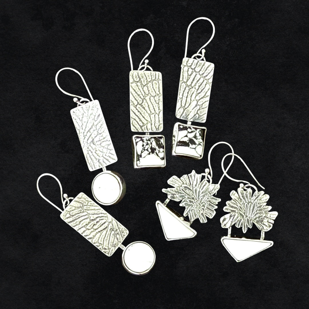 Square White Buffalo Wing Earrings