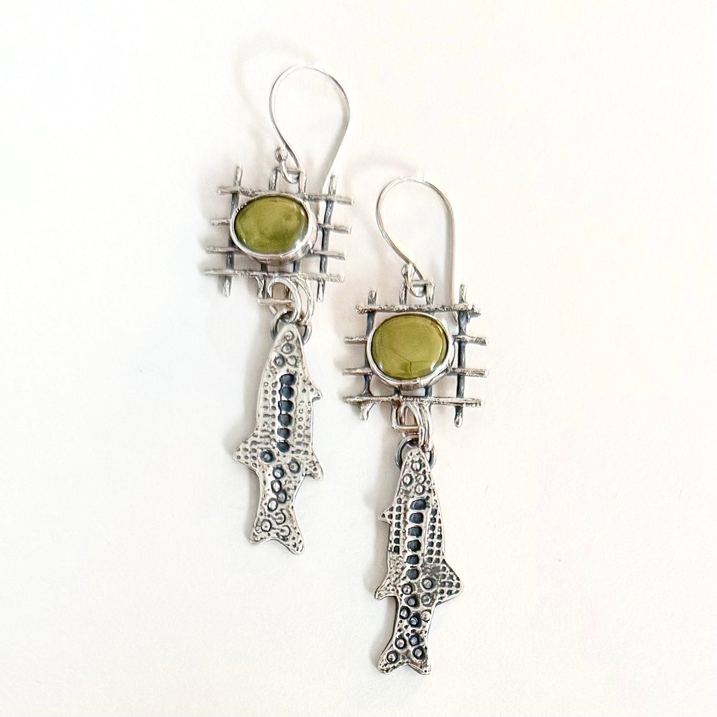 Turquoise & Sterling Fish Earrings