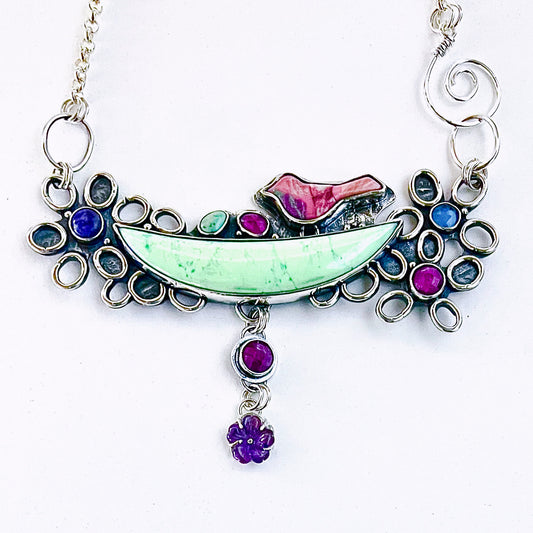 Flowers & Bird Necklace