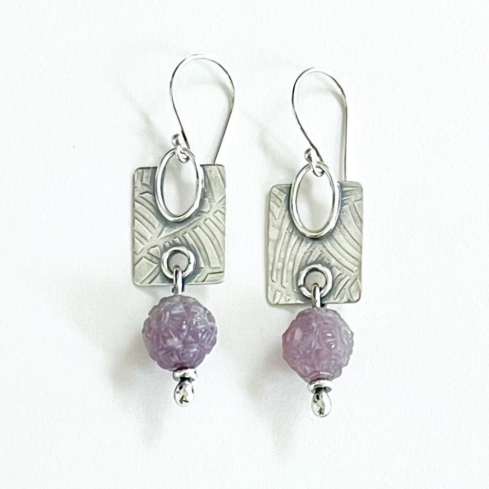Sterling & Carved Amethyst Earrings