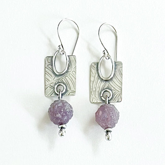 Sterling & Carved Amethyst Earrings